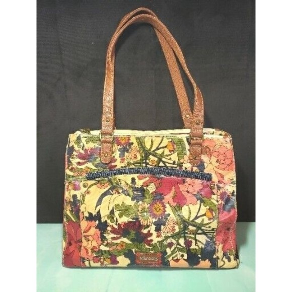 SAKROOTS Shoulder Bag BOHO FLOWER POWER Maroon Crimson Peace Floral EXCELLENT - Picture 1 of 15